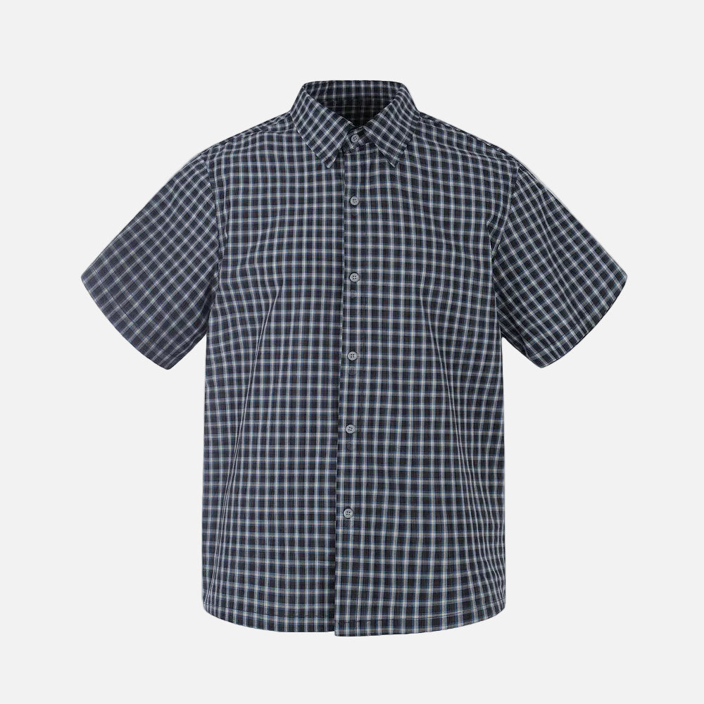 DAXUEN Men's short-sleeved plaid button-up shirt