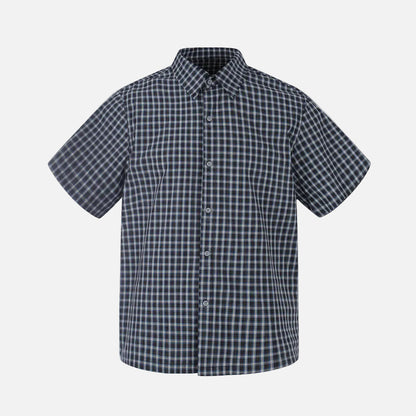 DAXUEN Men's short-sleeved plaid button-up shirt