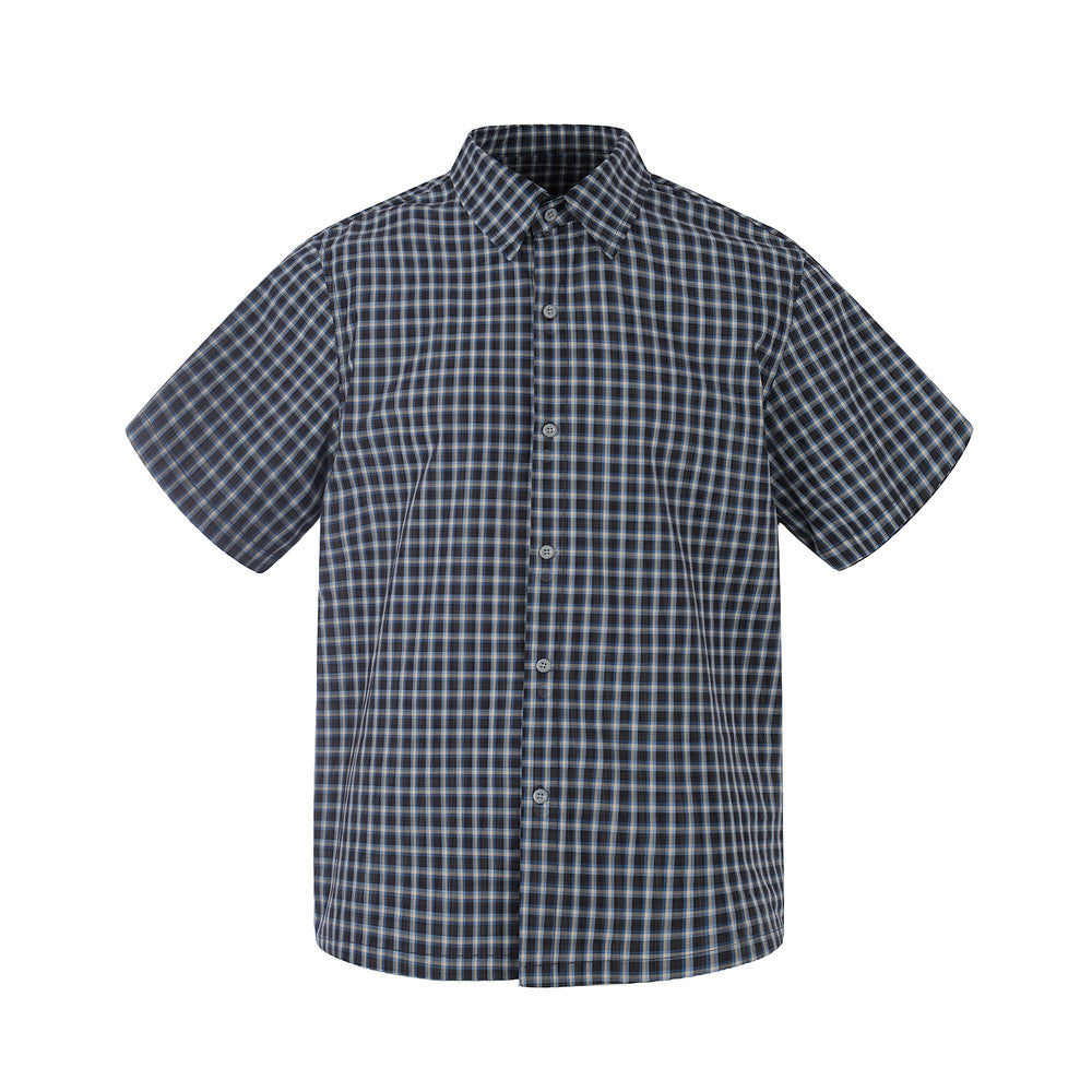 DAXUEN Men's short-sleeved plaid button-up shirt