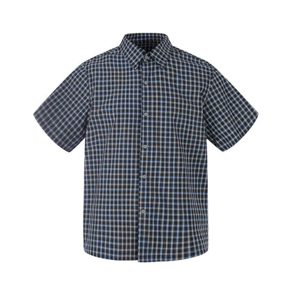 DAXUEN Men's short-sleeved plaid button-up shirt