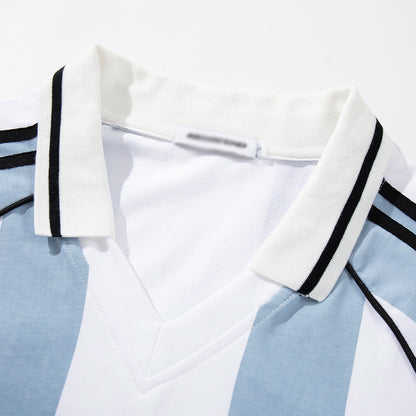 DAXUEN Short-sleeved vertical stripe polo shirt