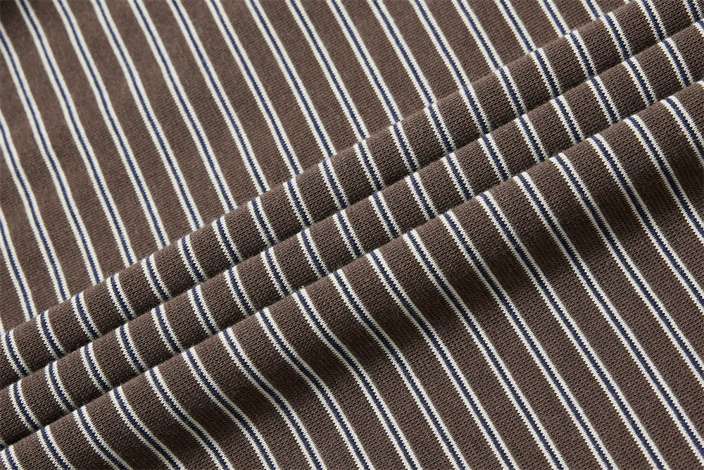 DAXUEN Retro striped mock neck short-sleeve t-shirt