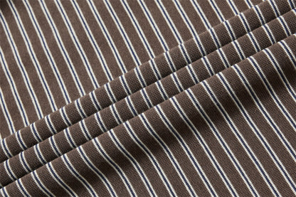 DAXUEN Retro striped mock neck short-sleeve t-shirt