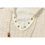 DAXUEN Long sleeve hooded top in light beige crochet fabric