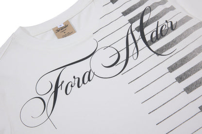 DAXUEN Ornate script and piano key graphic T-shirt