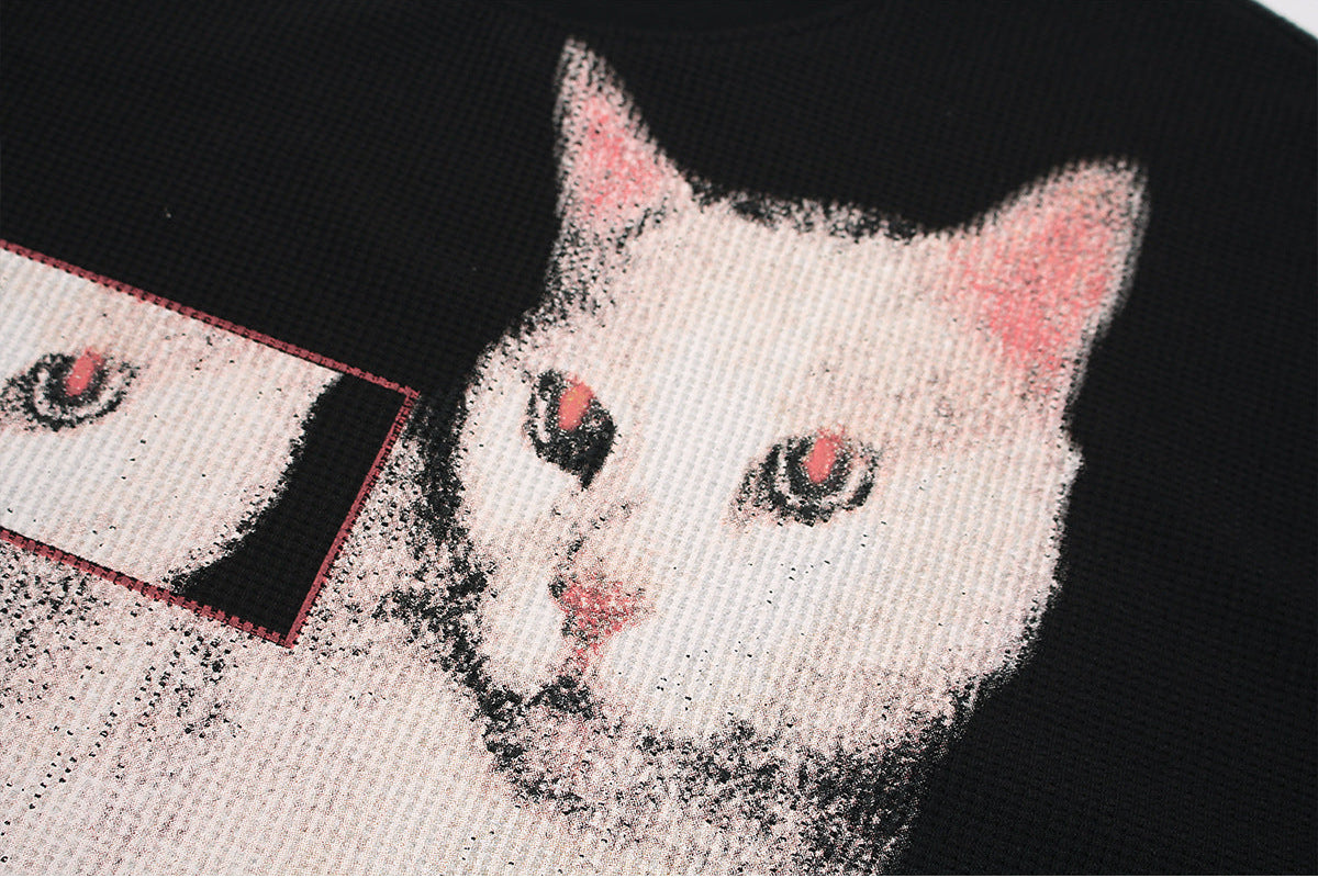 DAXUEN Black long sleeve sweatshirt with cat graphic