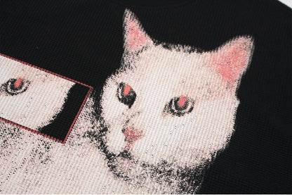 DAXUEN Black long sleeve sweatshirt with cat graphic