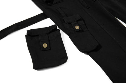 DAXUEN High-waisted black cargo pants with flared legs