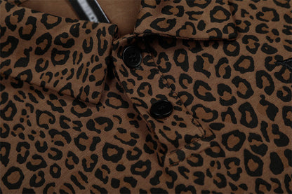 DAXUEN Leopard print short-sleeved polo shirt