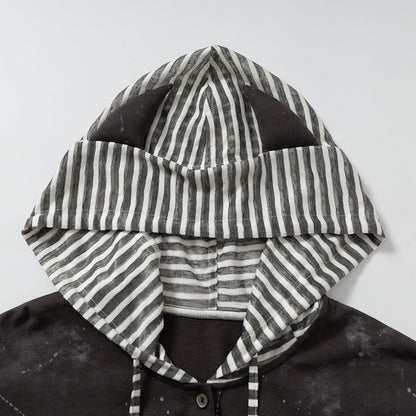 DAXUEN Faux-layered hooded long-sleeve top with splatter print