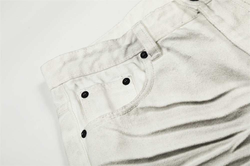DAXUEN Wide-leg jeans with ruched texture and washed finish