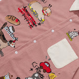 DAXUEN Short-sleeved button-up shirt with cartoon dog embroidery