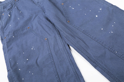 DAXUEN Wide leg utility pants with paint splatter effect