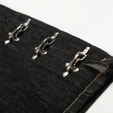 DAXUEN High-waisted wide-leg denim jeans with metal clasps