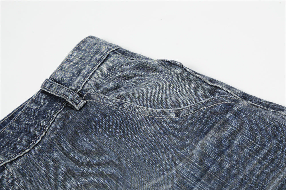 DAXUEN Wide-leg high-waisted denim trousers in washed blue