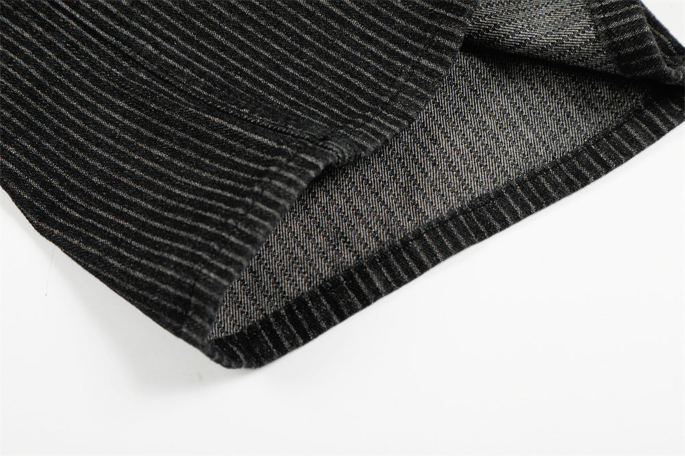 DAXUEN Wide-leg pinstripe trousers in dark charcoal grey