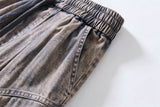 DAXUEN Wide-leg cargo shorts in faded grey-blue denim