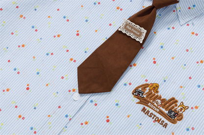 DAXUEN Relaxed-fit short-sleeved floral print button-up shirt