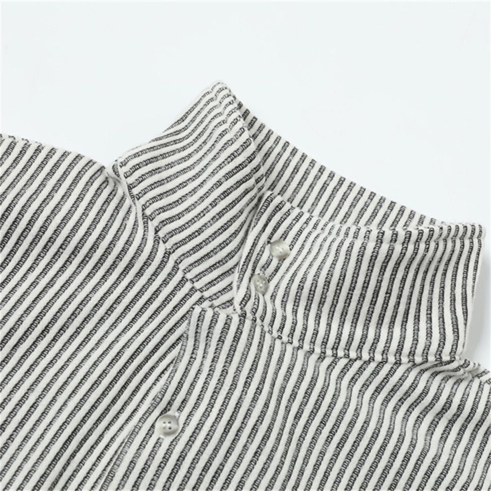 DAXUEN Short-sleeved button-up shirt with vertical stripes