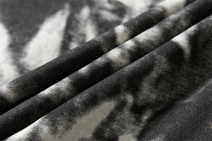 DAXUEN Distressed tie-dye short-sleeved button-up shirt