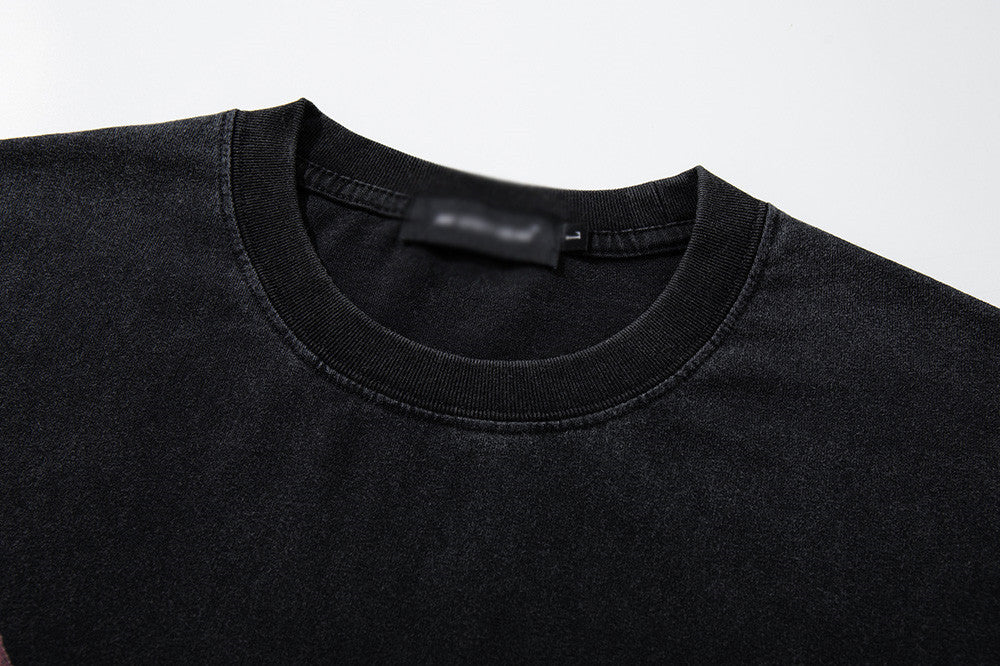 DAXUEN Washed black graphic t-shirt with band print