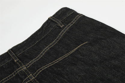 DAXUEN Wide-leg denim jeans with embroidered details