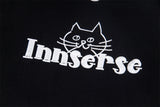 DAXUEN Embroidered cat-themed short sleeve button-up shirt