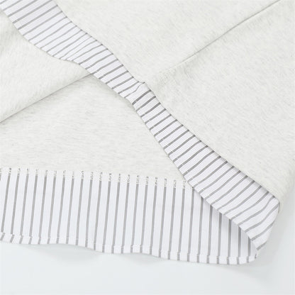 DAXUEN Layered V-neck short sleeve top with striped inner shirt