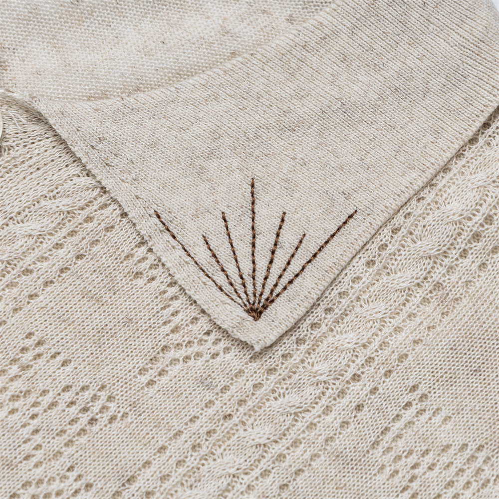 DAXUEN Casual open-knit short-sleeved button-up shirt