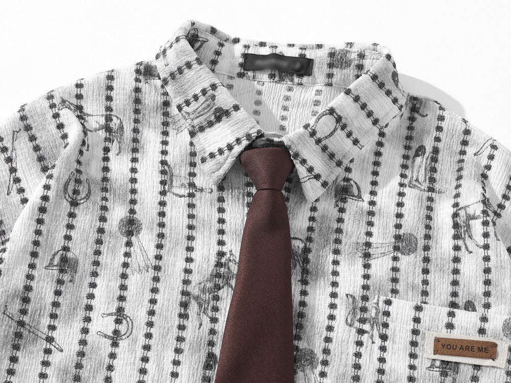 DAXUEN Short-sleeve button-up shirt with abstract graphics