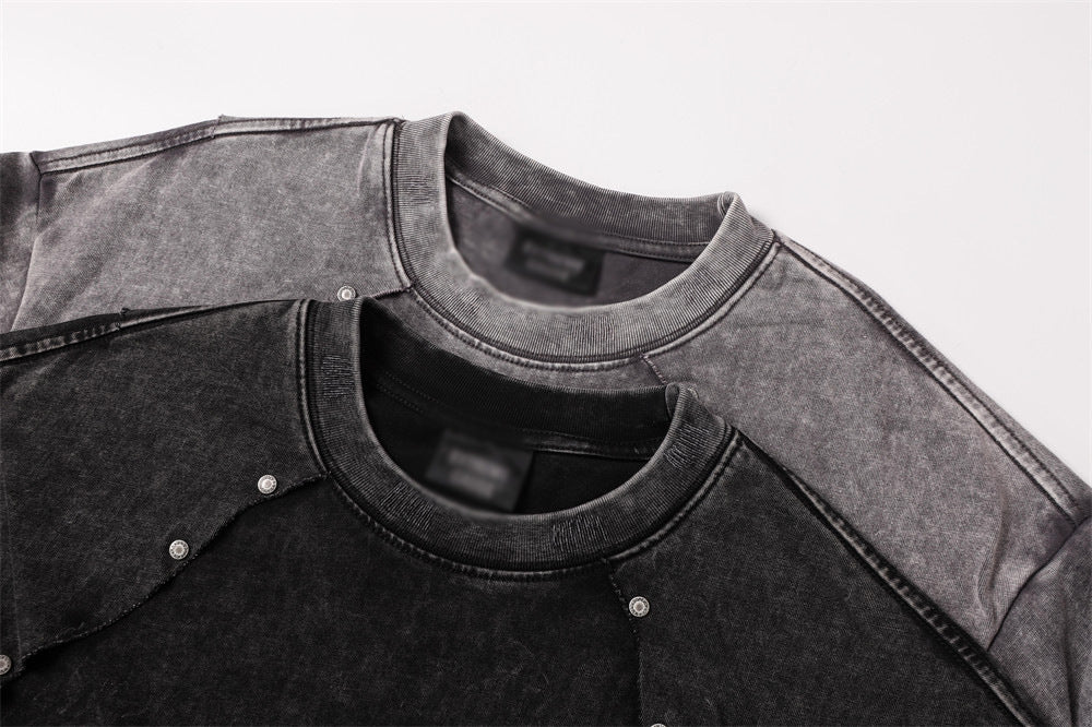 DAXUEN Oversized distressed short-sleeved t-shirt with paneling