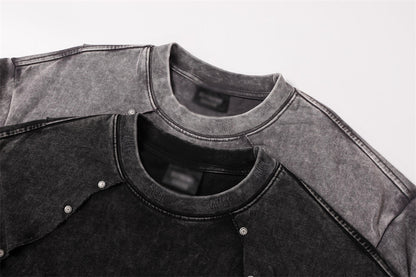 DAXUEN Oversized distressed short-sleeved t-shirt with paneling