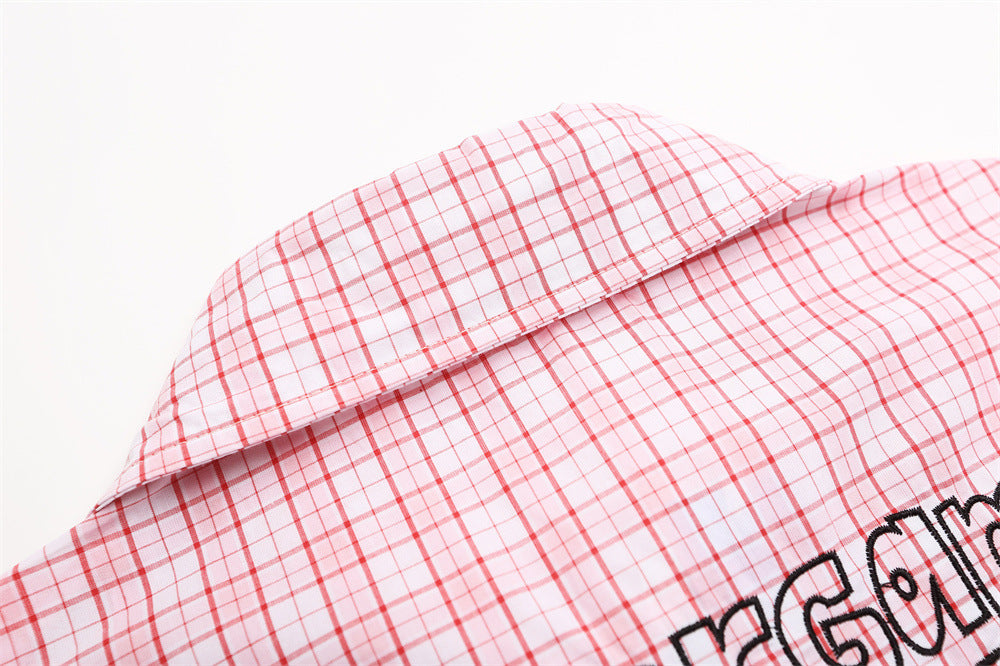 DAXUEN Short-sleeved button-up shirt with cartoon embroidery