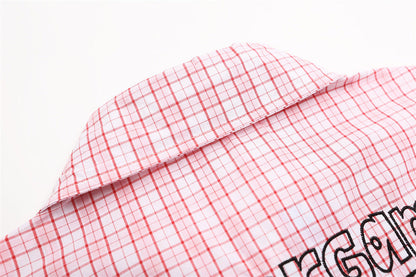 DAXUEN Short-sleeved button-up shirt with cartoon embroidery