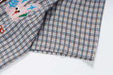 DAXUEN Colorful plaid short-sleeved button-up shirt with embroidery
