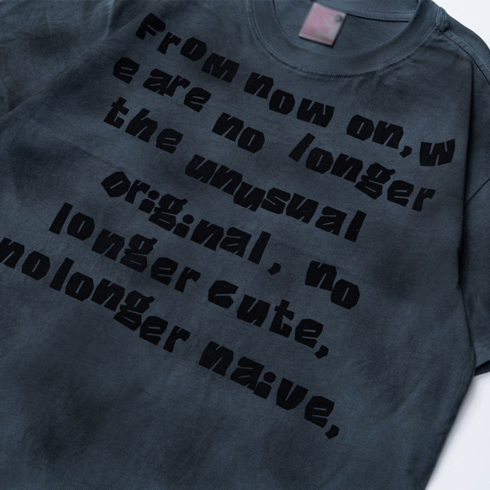 DAXUEN Short-sleeved crew neck T-shirt with text print