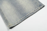DAXUEN Light blue wide-leg denim jeans with studs