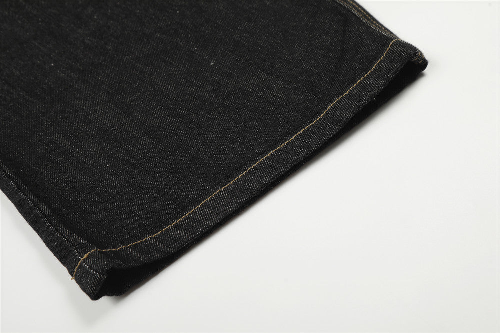 DAXUEN Wide-leg high-waisted denim pants with contrast stitching