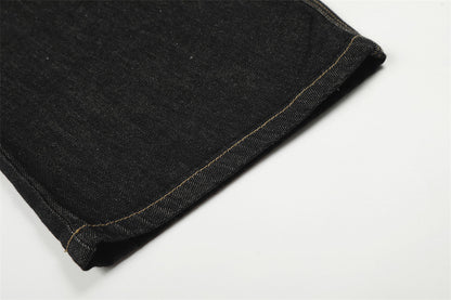 DAXUEN Wide-leg high-waisted denim pants with contrast stitching