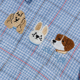 DAXUEN Cartoon-embroidered plaid button-up shirt