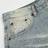 DAXUEN Light blue wide-leg denim jeans with studs