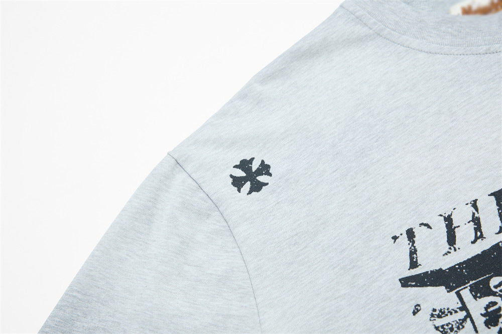 DAXUEN Faded graphic T-shirt with headshot collage print