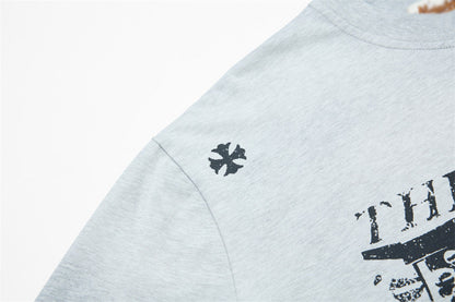 DAXUEN Faded graphic T-shirt with headshot collage print