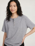 DAXUEN heathered khaki button-up henley t-shirt
