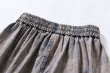 DAXUEN Wide-leg cargo shorts in faded grey-blue denim