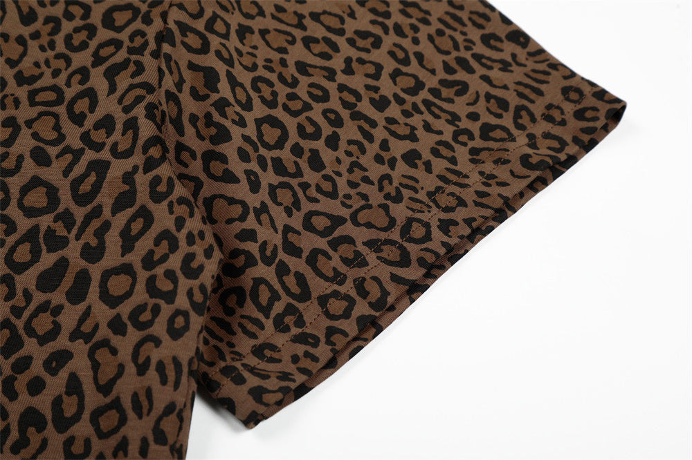 DAXUEN Leopard print short-sleeved polo shirt
