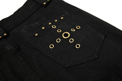 DAXUEN High-waisted black cargo pants with flared legs