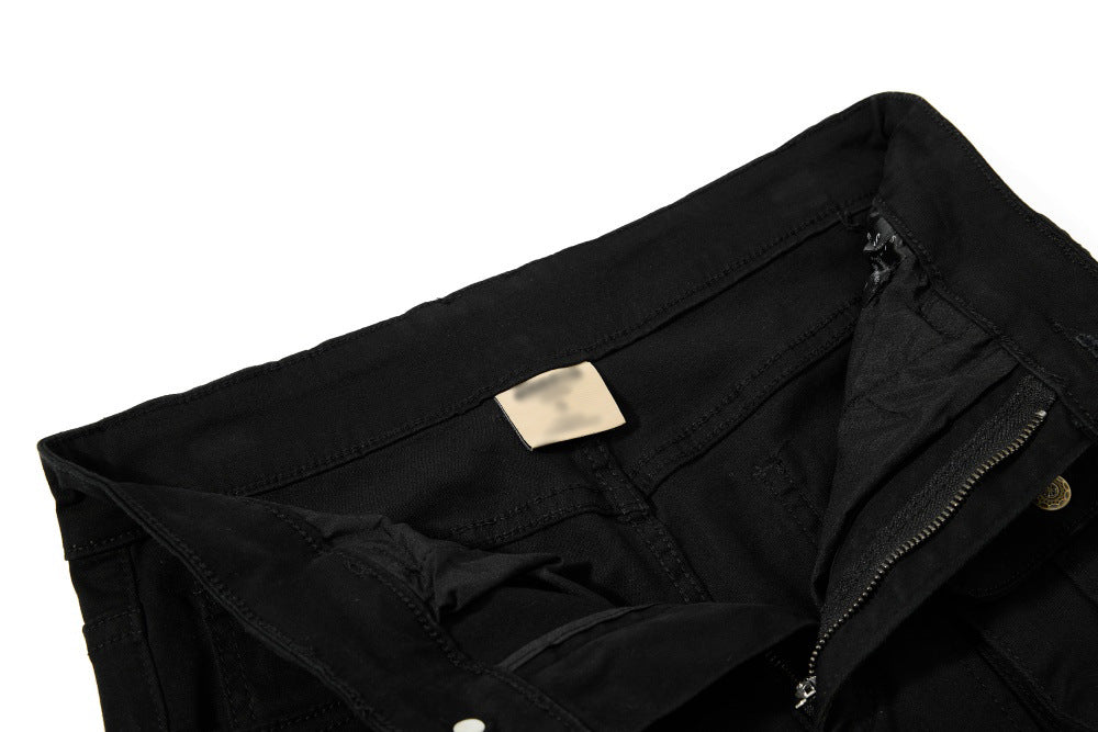 DAXUEN High-waisted black cargo pants with flared legs