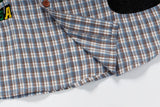 DAXUEN Colorful plaid short-sleeved button-up shirt with embroidery