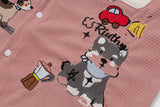 DAXUEN Short-sleeved button-up shirt with cartoon dog embroidery